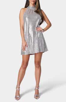 bebe Trap Disco Dot Halter Dress