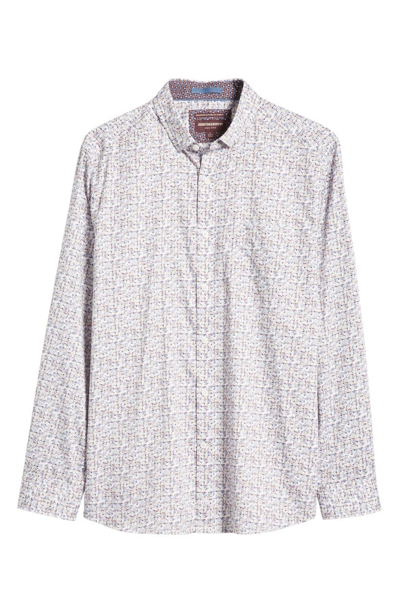 Johnston & Murphy Shadow Box Print Stretch Cotton Button-Up Shirt, Alternate, color, 