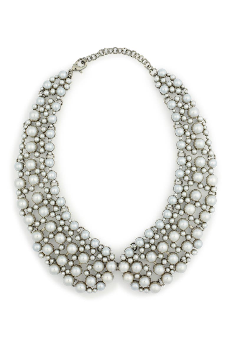 Diana Imitation Pearl Collar Necklace, Main, color, GREY