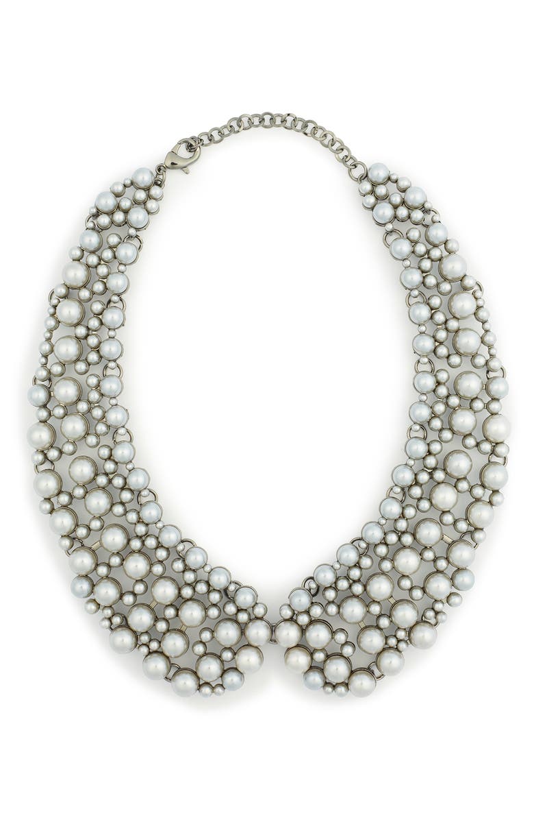 EYE CANDY LOS ANGELES Diana Imitation Pearl Collar Necklace, Main, color, Grey