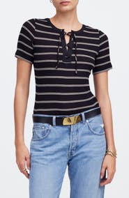 Madewell Rib Lace-Up Short-Sleeve T-Shirt