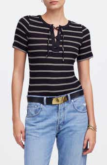 Madewell Rib Lace-Up Short-Sleeve T-Shirt