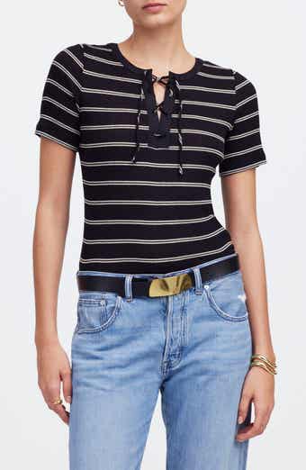 Madewell Rib Lace-Up Short-Sleeve T-Shirt