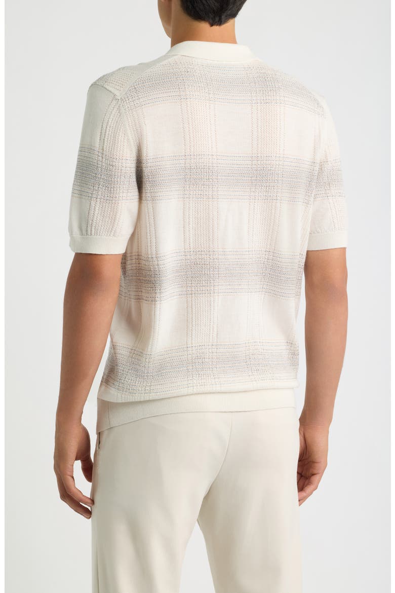 Lamoroso Striped Merino Wool Polo Sweater, Alternate, color, OPEN WHITE