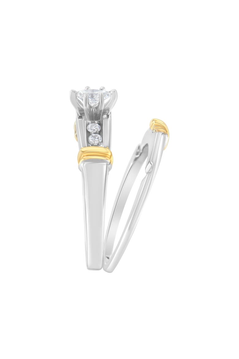 14K Yellow and White Gold 1/3 Cttw Diamond Engagement Ring Set, Alternate, color, Yellow