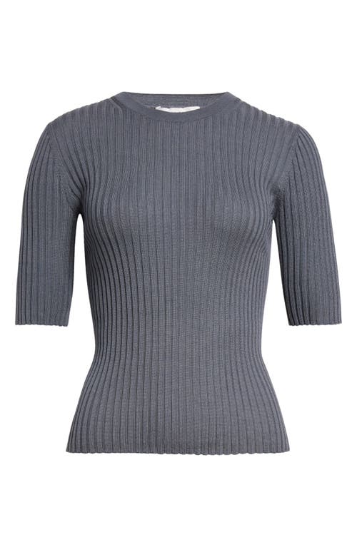 Vince Wool & Silk Blend Rib Sweater In Lake Stone