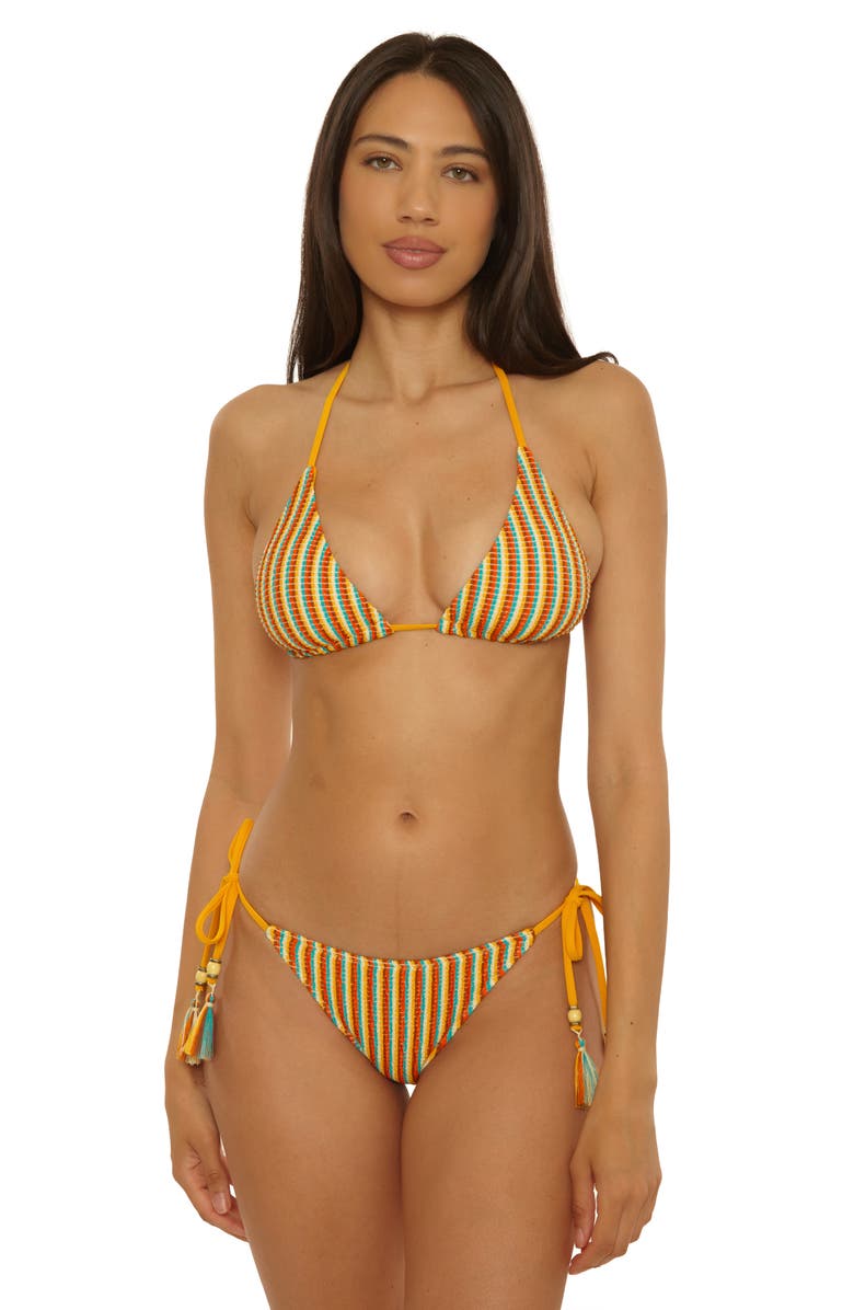 Lucky Brand Ocean Wave Side Tie Bikini Bottoms, Alternate, color, Yellow Multi