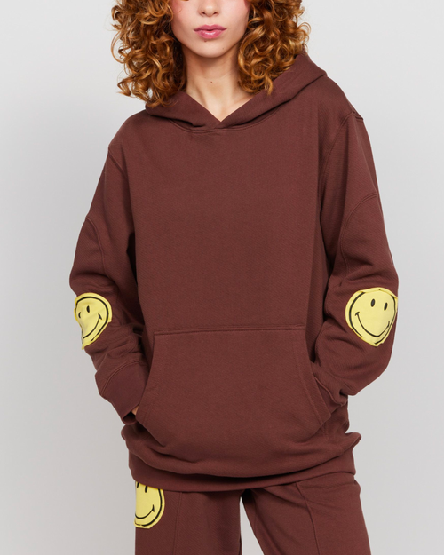 Samii Ryan Smiley Oversized Hoodie In Brown