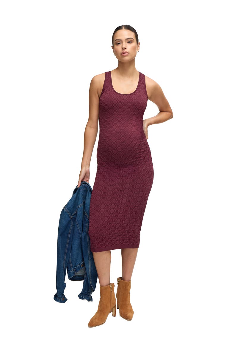 Textured Bodycon Midi Tank Maternity Dress, Alternate, color, Fig