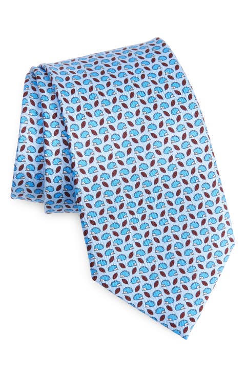 Bird Print Silk Tie