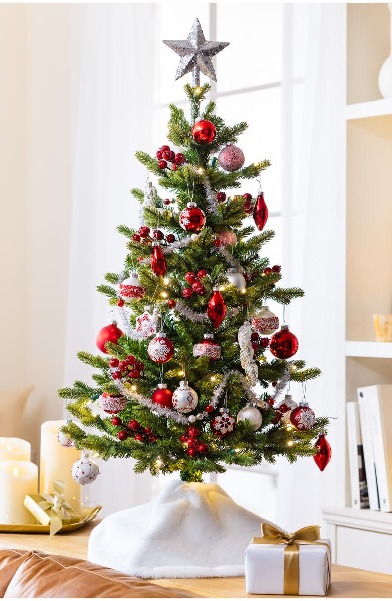 Balsam Hill 3-Foot Nordic Frost Decorated Tree, Alternate, color, Red