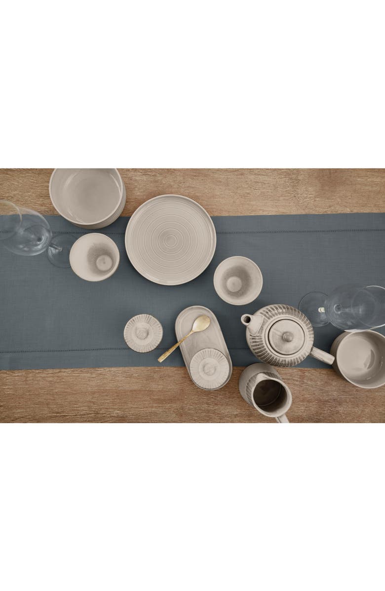 Solino Home Linen Table Runner - Classic Hemstitch, Alternate, color, Lava Smoke