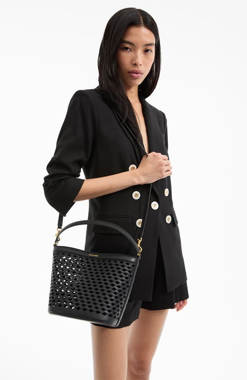 Veronica Beard Small Perforated Leather Bucket Bag
