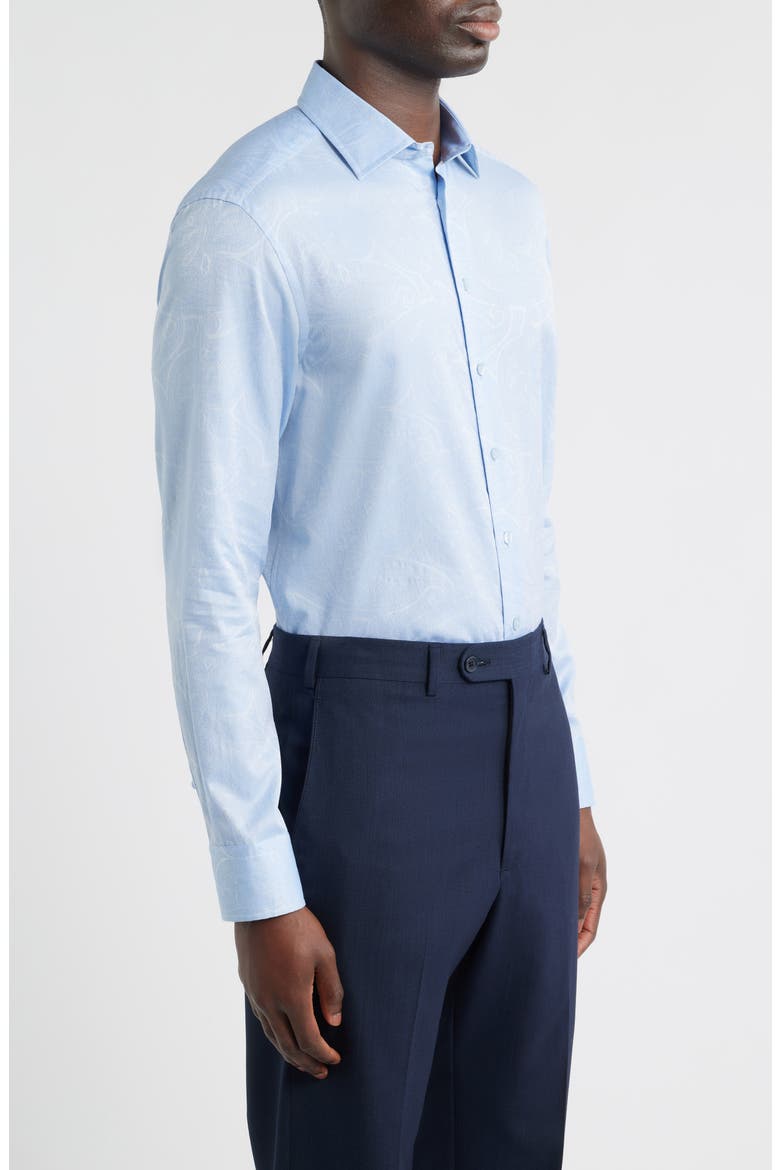 Roma Regular Fit Light Blue Paisley Jacquard Cotton Dress Shirt, Alternate, color, INDACO
