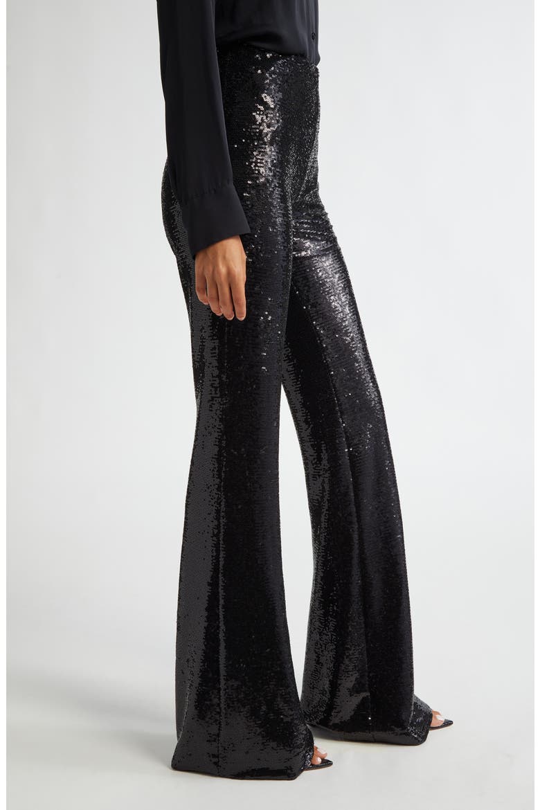 Honor Sequin Flare Leg Pants, Alternate, color, BLACK
