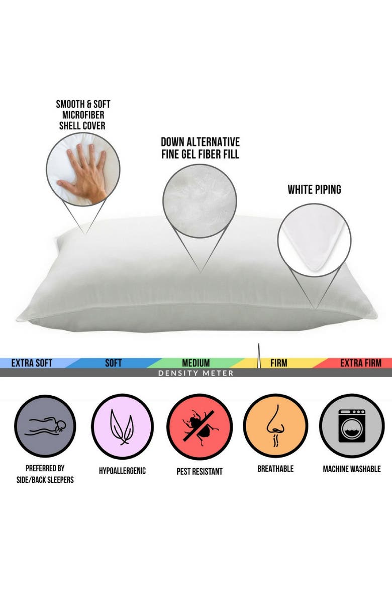 Signature Microfiber Shell Down Alternative Pillow - Set of 2, Alternate, color, WHITE