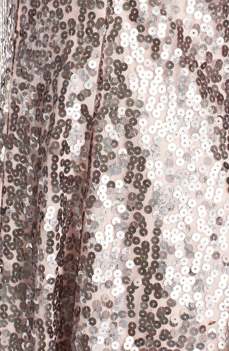 Eliza J Sequin Mesh Fit & Flare Dress, Alternate, color, 
