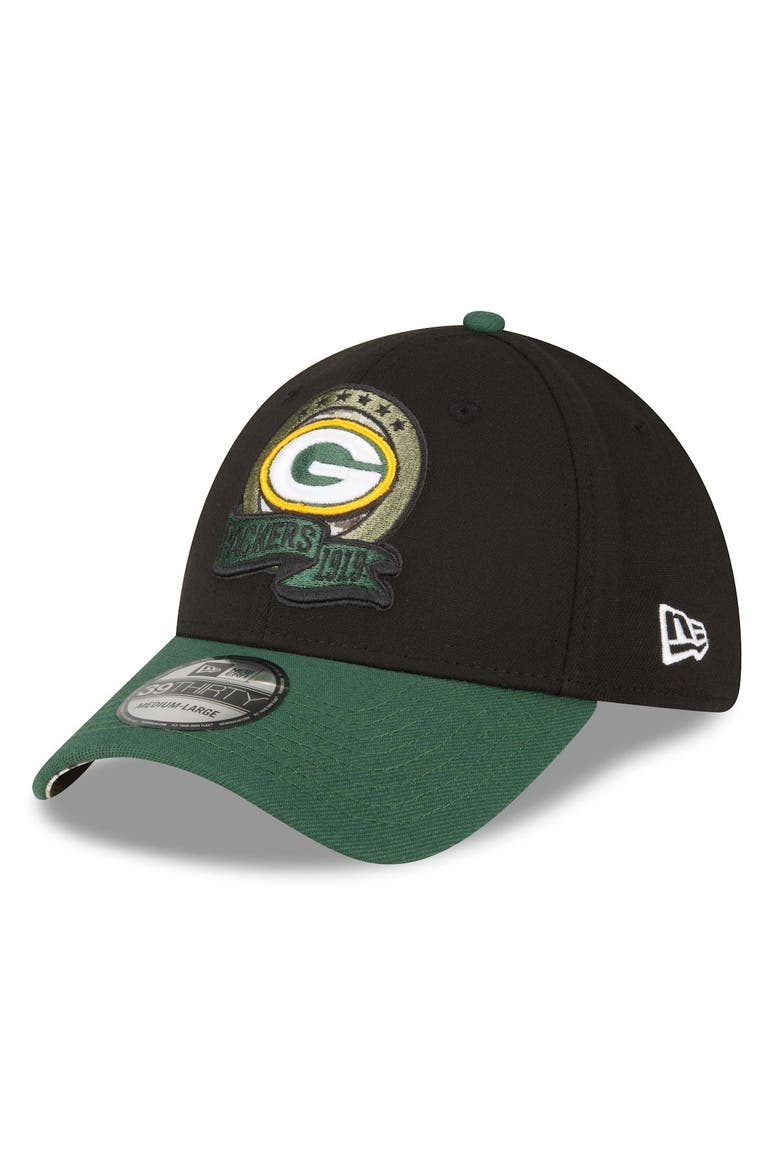 Men's New Era Black Green Bay Packers 2022 Salute To Service 39THIRTY Flex Hat, Alternate, color, Black