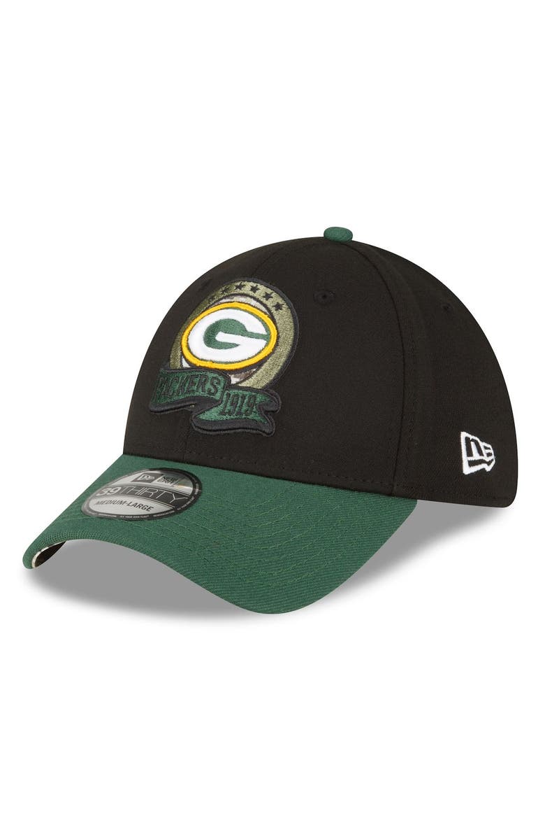 New Era Men's New Era Black Green Bay Packers 2022 Salute To Service 39THIRTY Flex Hat, Alternate, color,