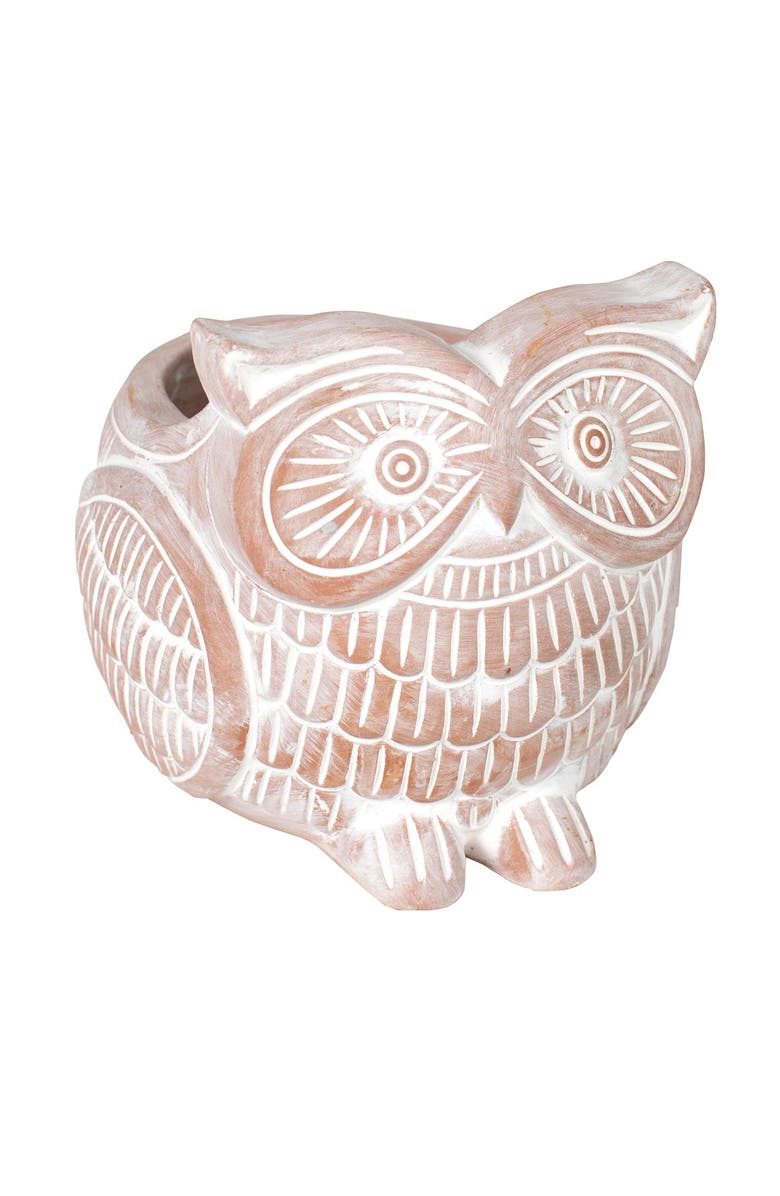 Ten Thousand Villages Owl Planter, Main, color, Beige