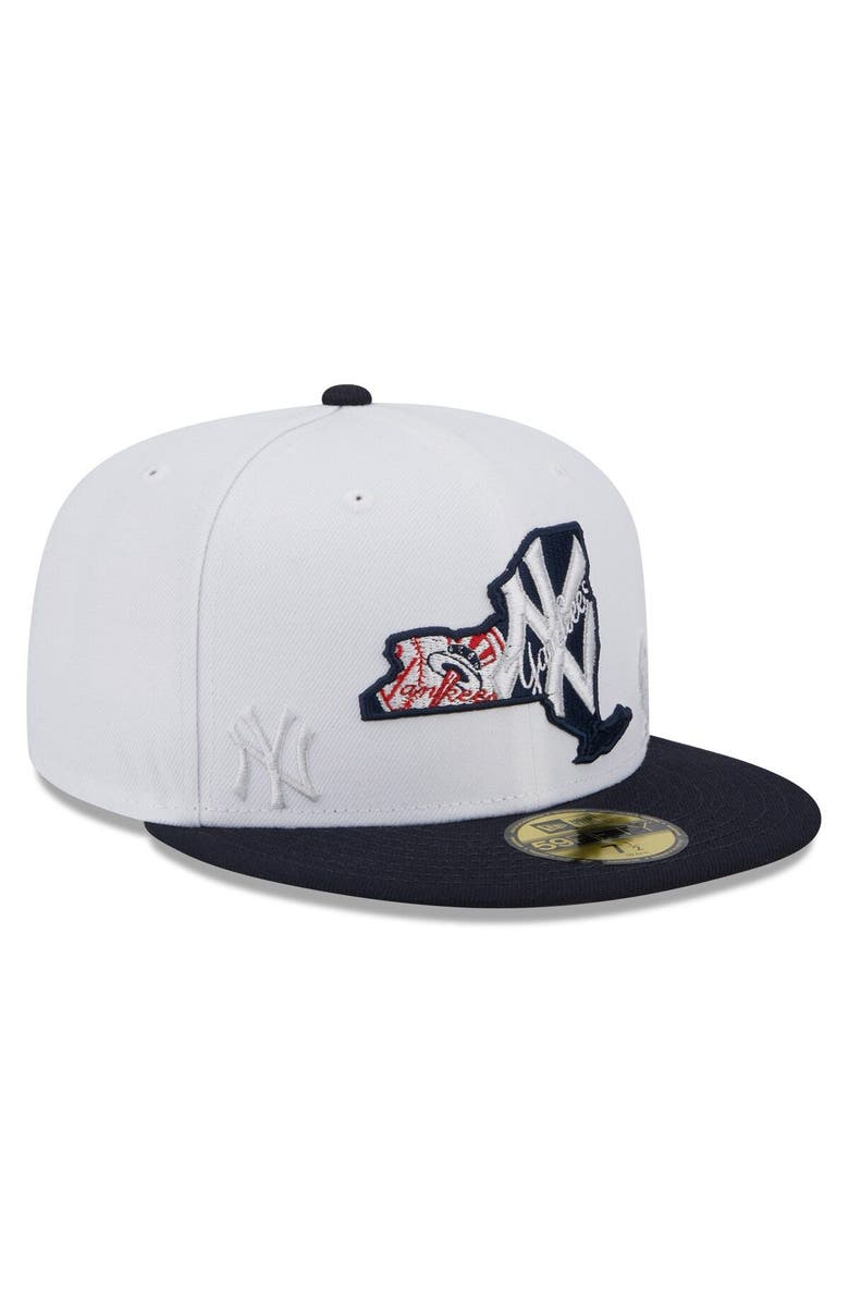 New Era Men's New Era White/Navy New York Yankees State 59FIFTY Fitted Hat, Alternate, color, White