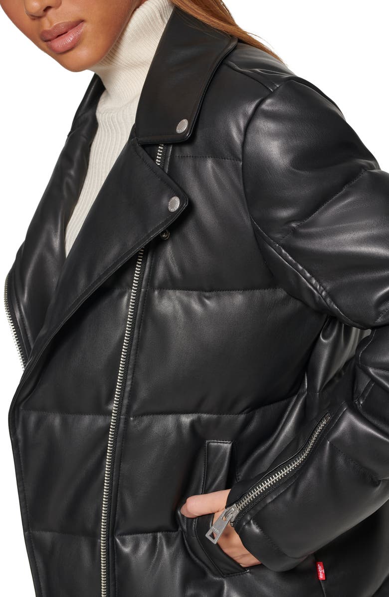 Levi's<sup>®</sup> Faux Leather Moto Puffer Jacket, Alternate, color,