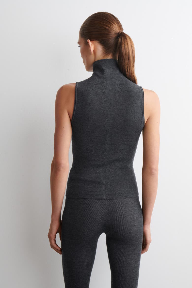 Seamless Merino Wool Turtleneck Top, Alternate, color, CHARCOAL MÉLANGE