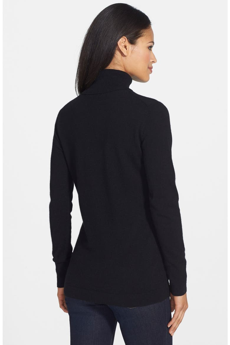 Long Cashmere Turtleneck Sweater, Alternate, color, BLACK