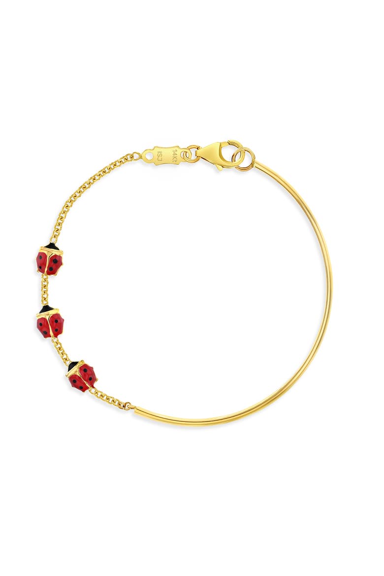 14k Enamel Ladybug Bangle, Main, color, Red