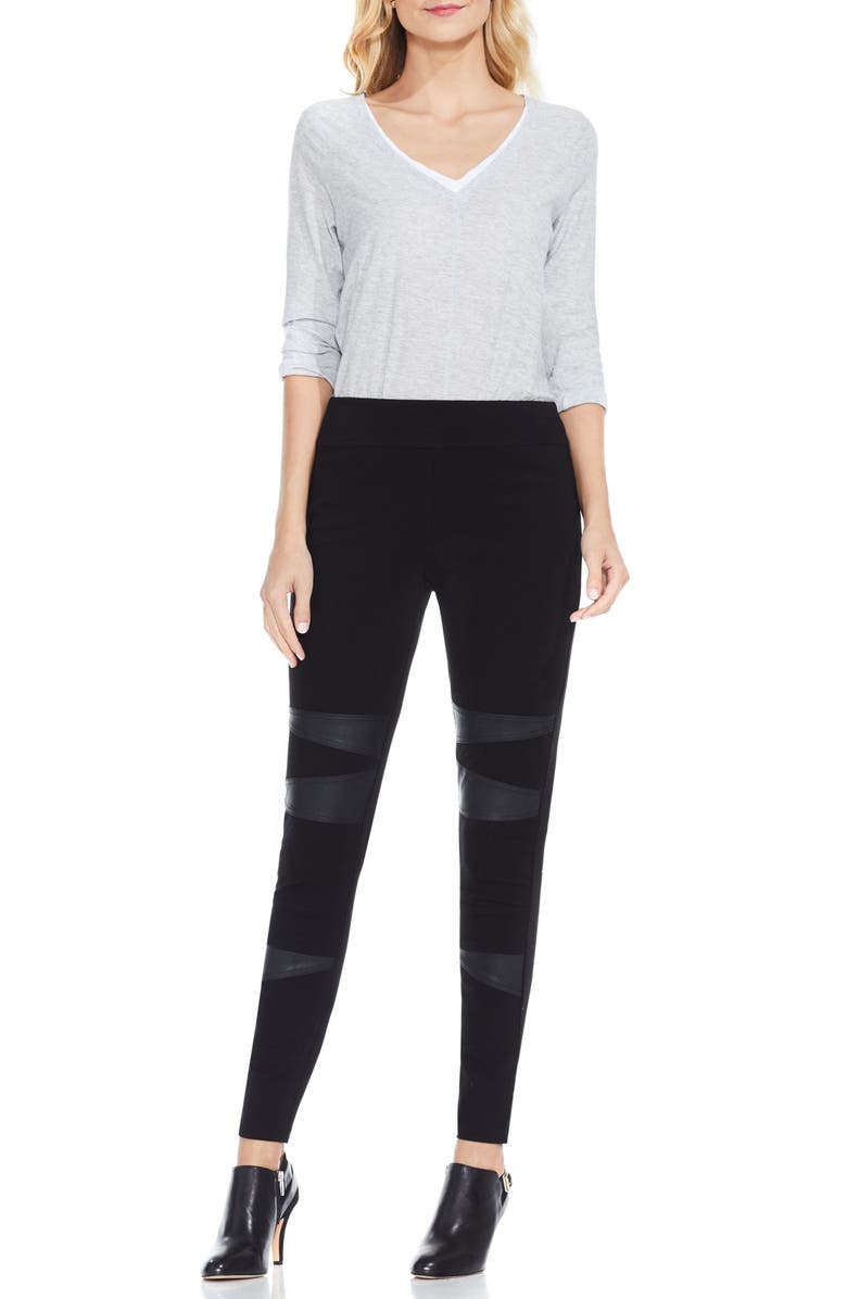 Vince Camuto Two by Vince Camuto Faux Leather Trim Moto Leggings, Alternate, color, 