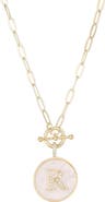 Adornia 14K Gold Plated Mother-of-Pearl Initial Pendant Necklace