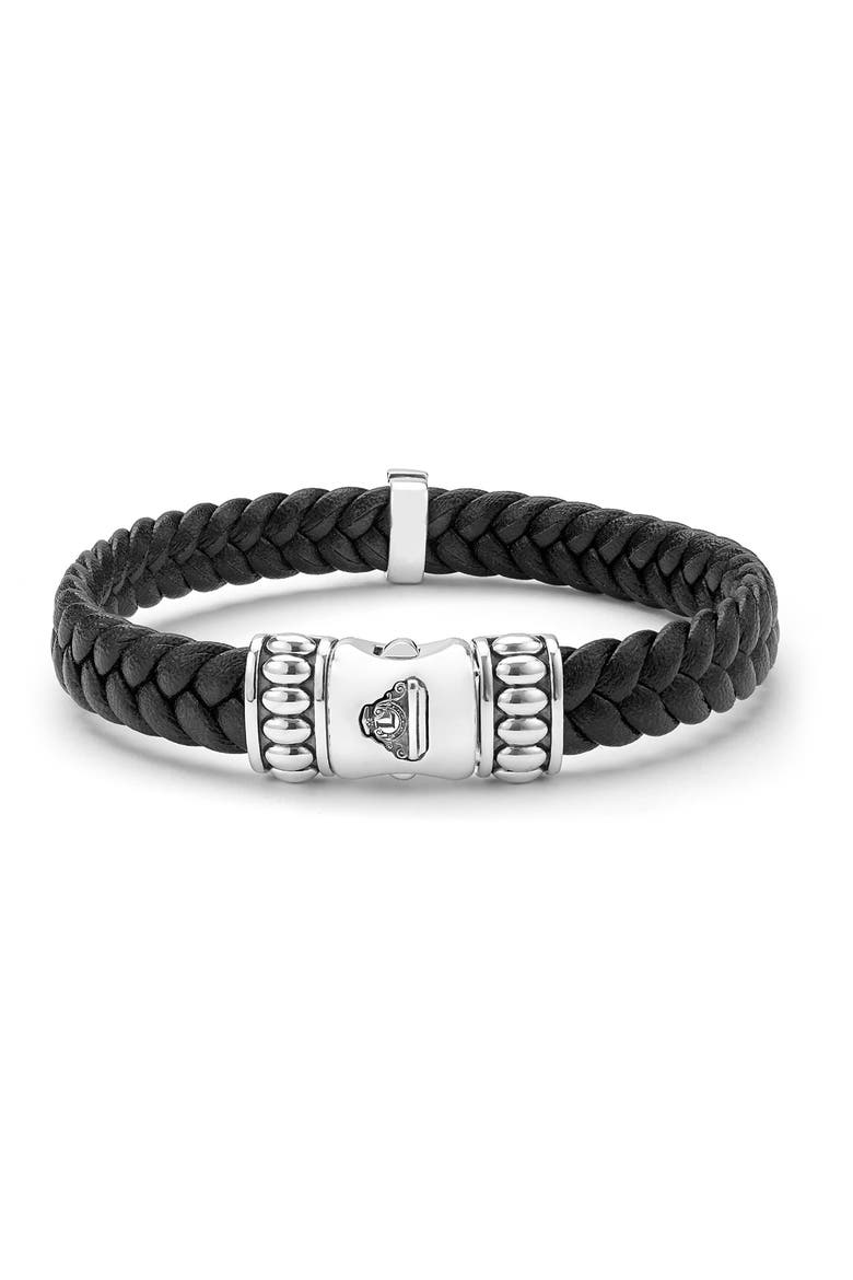 Men's Anthem Leather Cross Bracelet, Alternate, color, SILVER