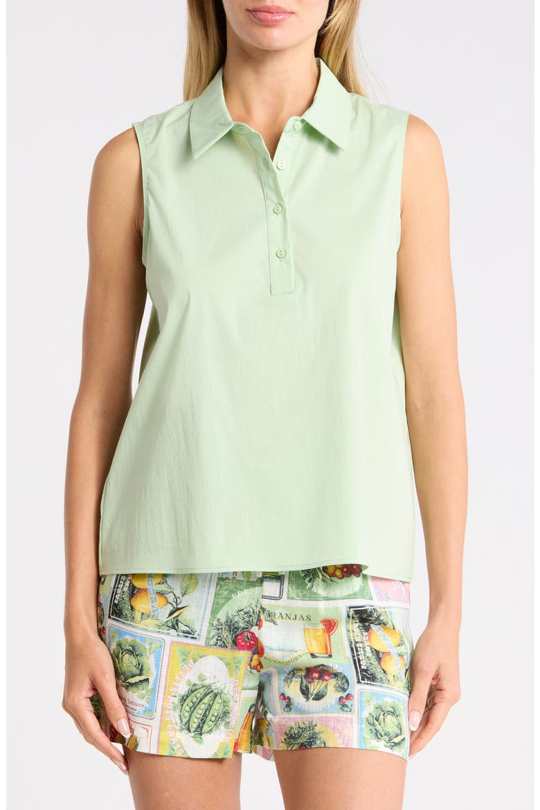 Sleeveless Poplin Polo, Main, color, GRASSY GREEN