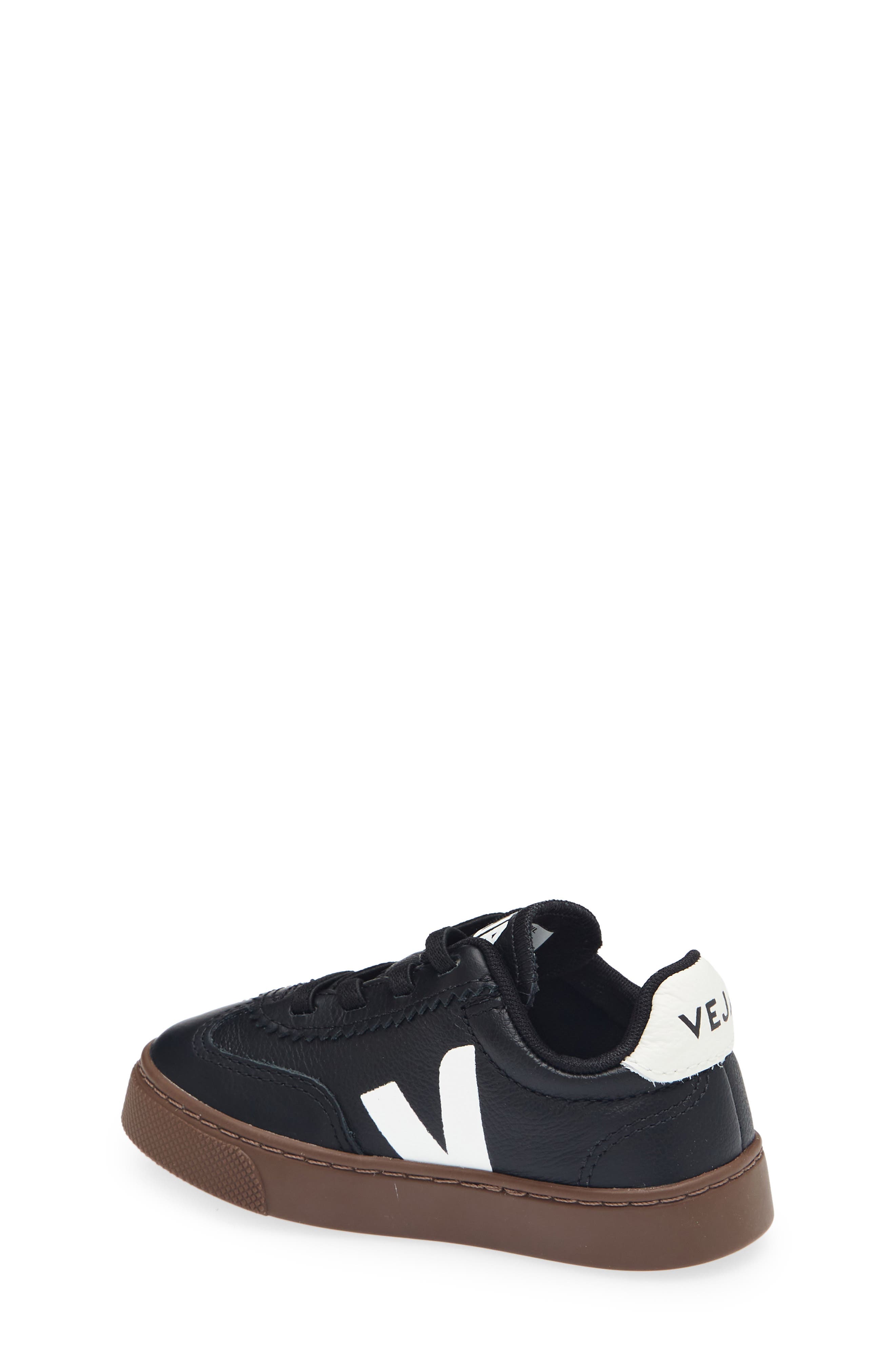 Kids' Volley Elastic Lace Sneaker, Alternate, color, BLACK WHITE BARK