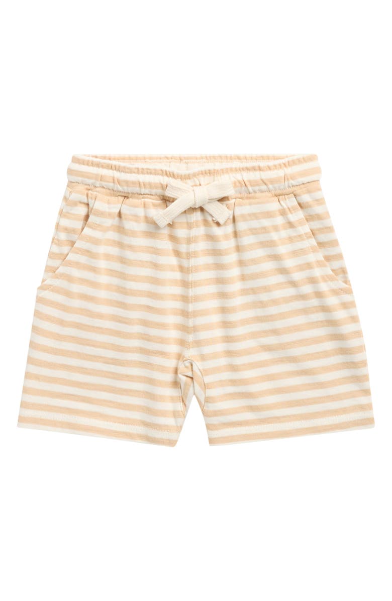Rylee + Cru Sam Stripe Cotton Drawstring Shorts, Main, color, Butterscotch