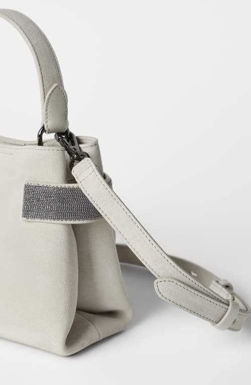 Brunello Cucinelli Suede Monili-trim Top-handle Bag In Ivory