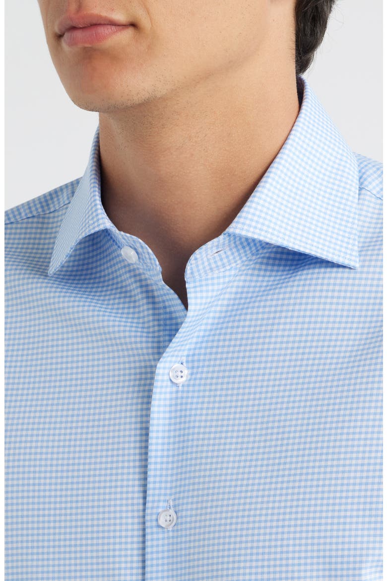 Trim Fit Grid Check Cotton Dress Shirt, Alternate, color, BLUE