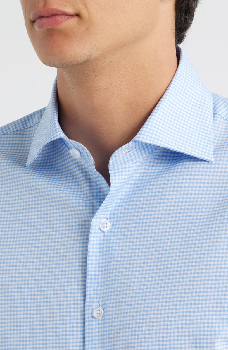ZANETTI Grid Check Dress Shirt, Alternate, color, Light Blue/ White