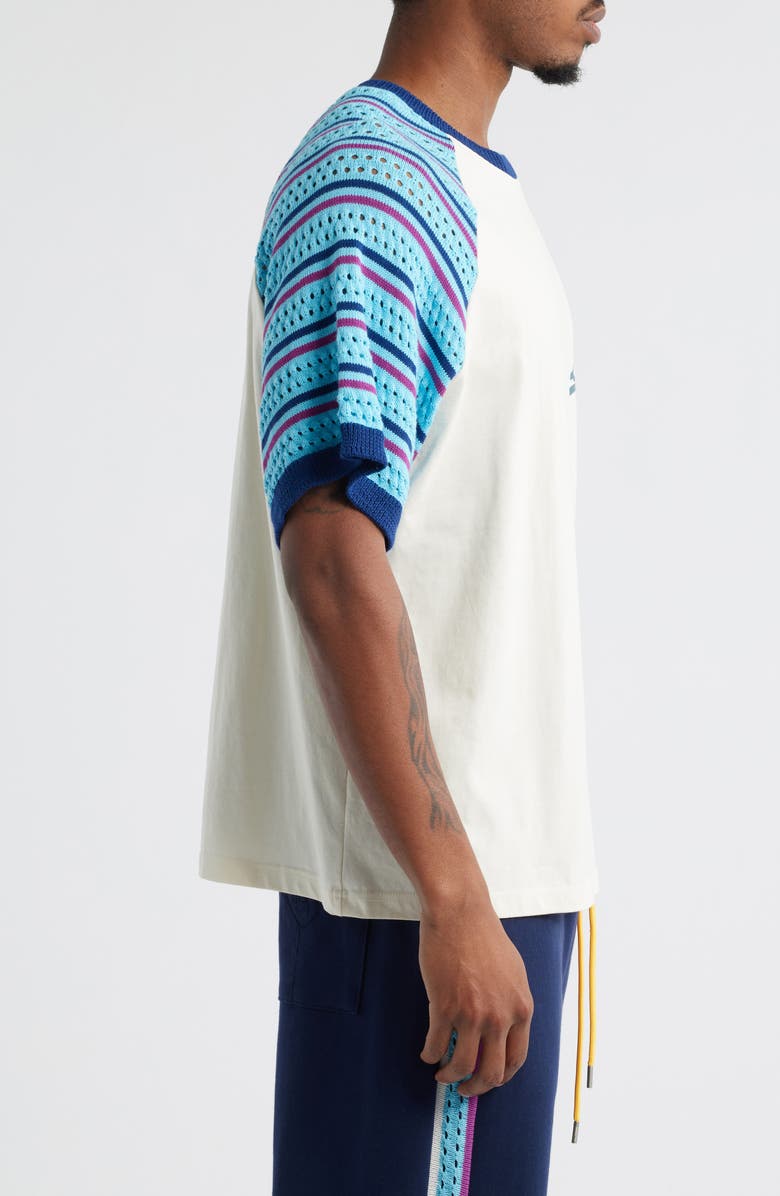 DIET STARTS MONDAY Knit Sleeve Cotton Graphic T-Shirt, Alternate, color, Cream/ Blue