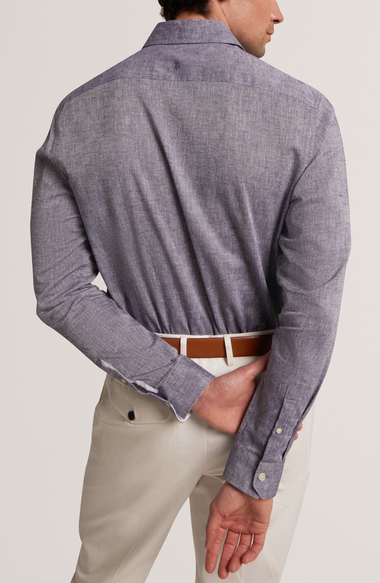 Ted Baker Prynn Regular Fit Linen & Cotton Button-Up Shirt, Alternate, color, Navy