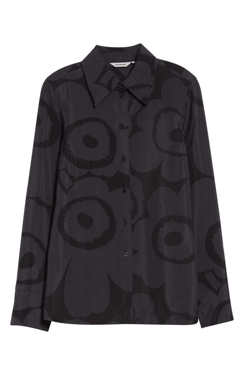 Marimekko Vivahde Unikko Twill Button-Up Shirt, Alternate, color, Black Dark Grey
