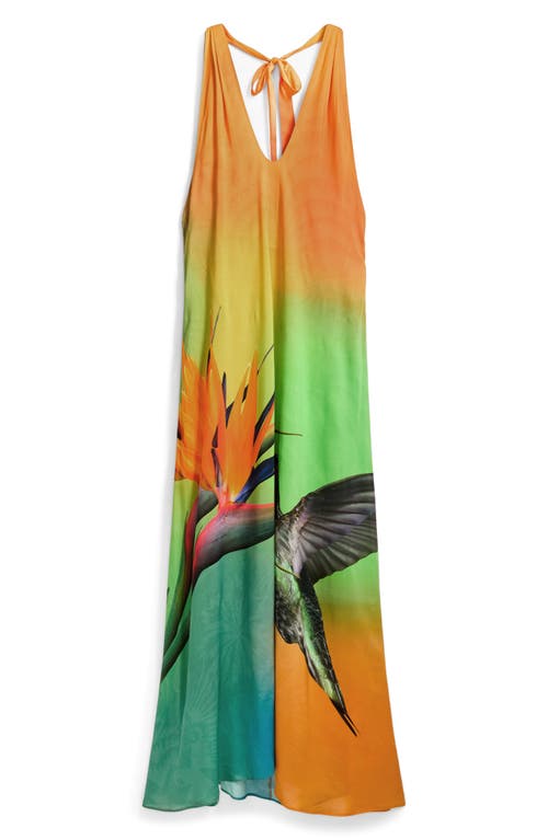 Desigual Halter Maxi Cover-up Dress In Orange Multi