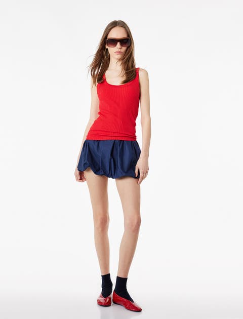 Scoop Neck Ribbed Cotton Tank Top
