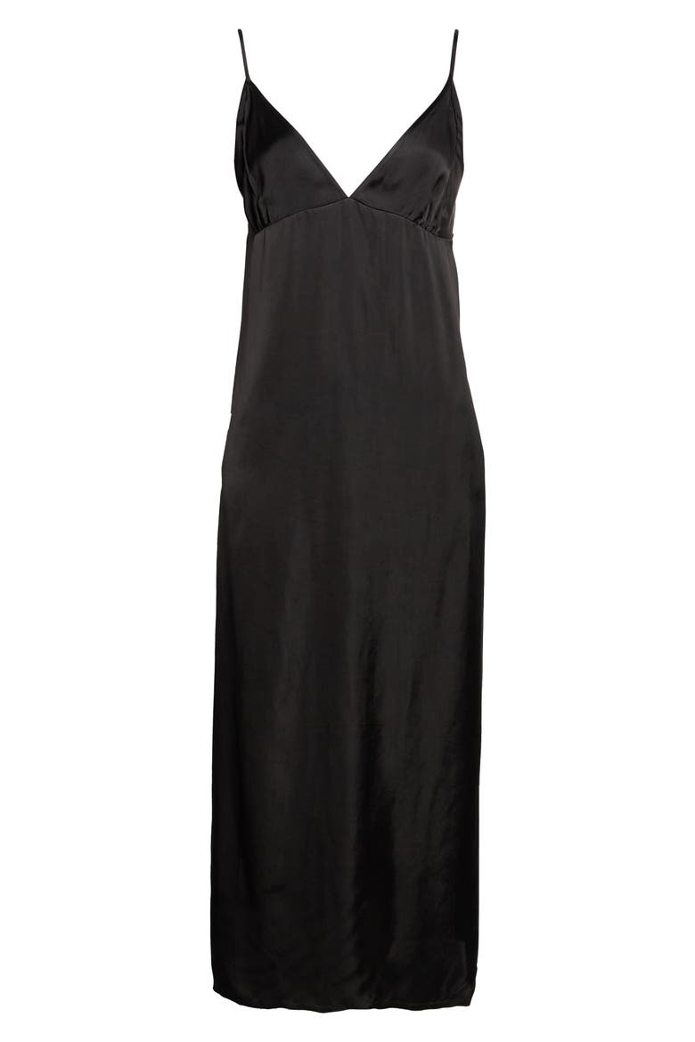 Lily Raw Edge Satin Slipdress, Alternate, color, NOIR