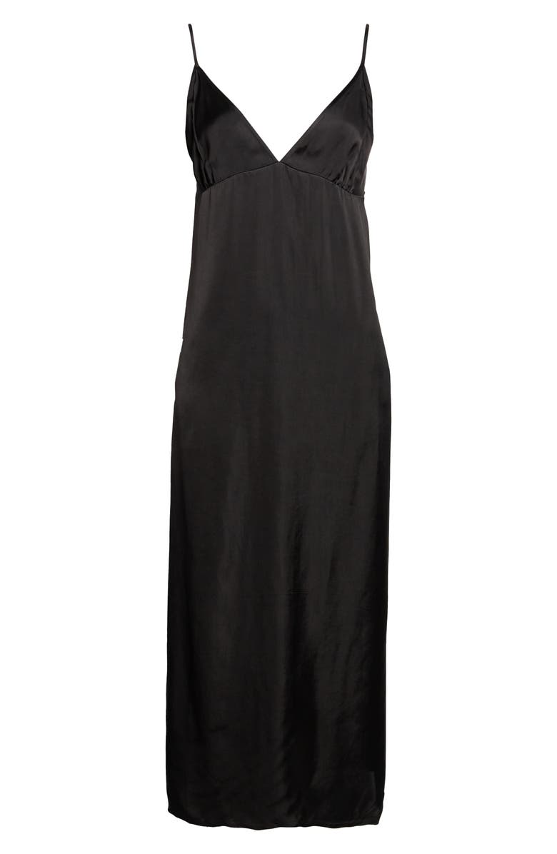 NACKIYÈ Lily Raw Edge Satin Slipdress, Main, color, Noir