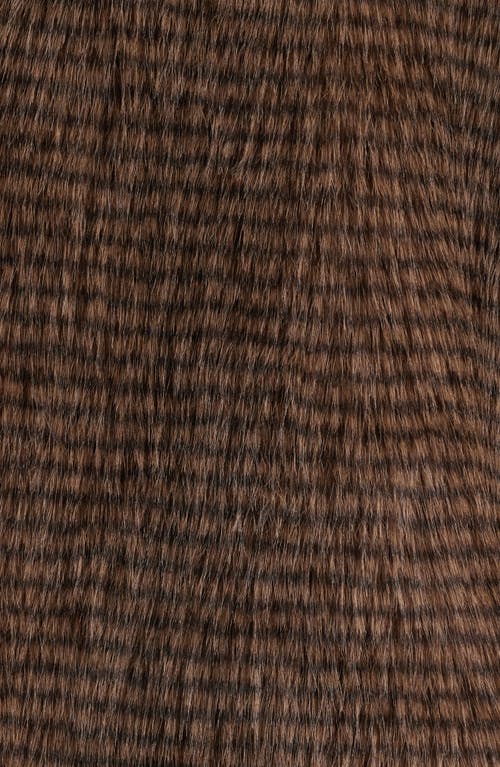 Bernardo Long Faux Fur Coat In Brown