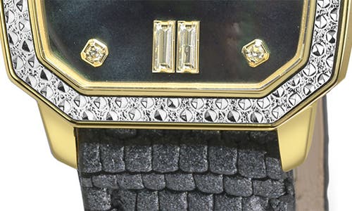 Gv2 Pavia Diamond Leather Strap Watch, 25mm X 29mm In Black