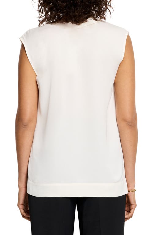 Nic + Zoe Satin Chiffon Layer Top In Classic Cream