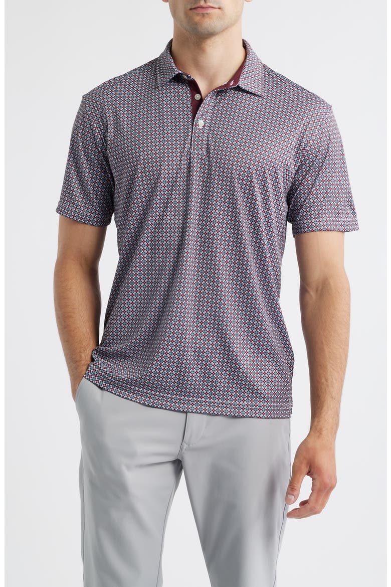 Rae Geo Print Performance Golf Polo, Main, color, MAROON