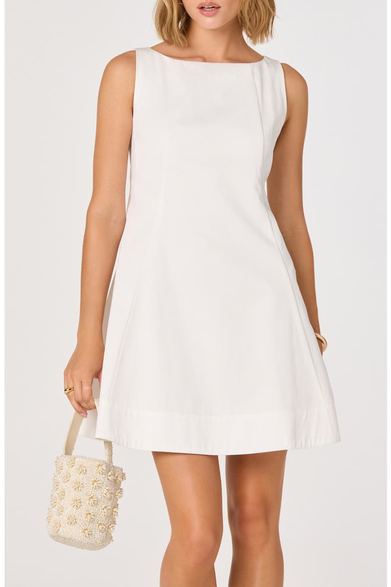 Shyla Bow Back Cotton Blend A-Line Dress, Main, color, WHITE